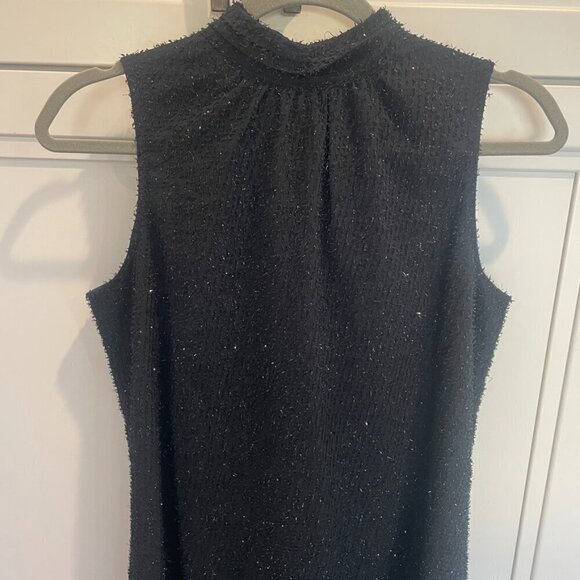 NWT Ann Taylor Factory Black Texture Metallic Halter Sheather Dress | Size S - Picture 3 of 10